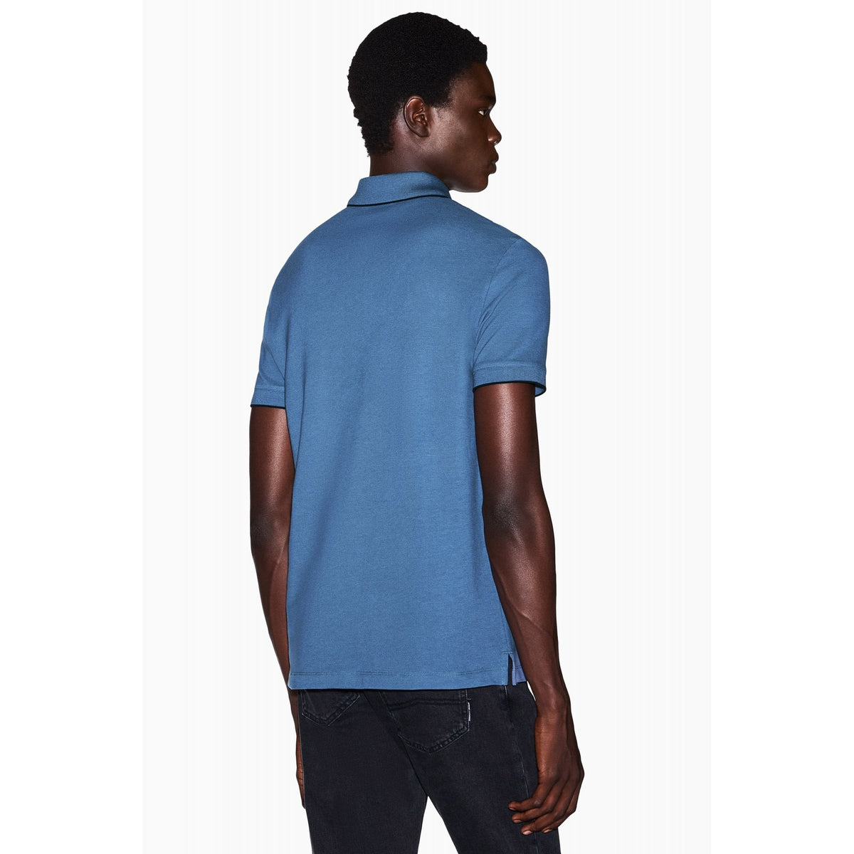 Armani Exchange | AX XM001285 AF10366 1/4 Zip Textured Fabric Pique Cotton Polo T-Shirt - Vintage Indigo