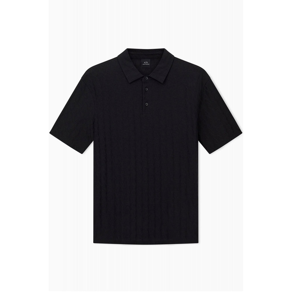 Armani Exchange | AX XM001292 AF10337 All-over Repeat Logo Pattern Print Cotton Polo T-Shirt - Black