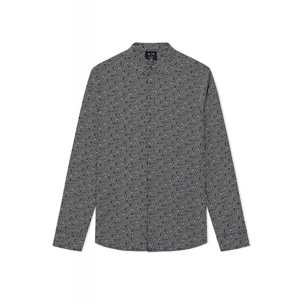 Armani Exchange | AX XM000625 AF13184 All-over Repeat Logo Print Long Sleeve Shirt - Black