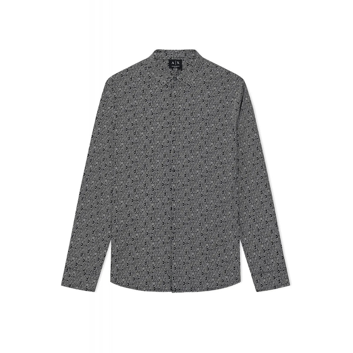 Armani Exchange | AX XM000625 AF13184 All-over Repeat Logo Print Long Sleeve Shirt - Black