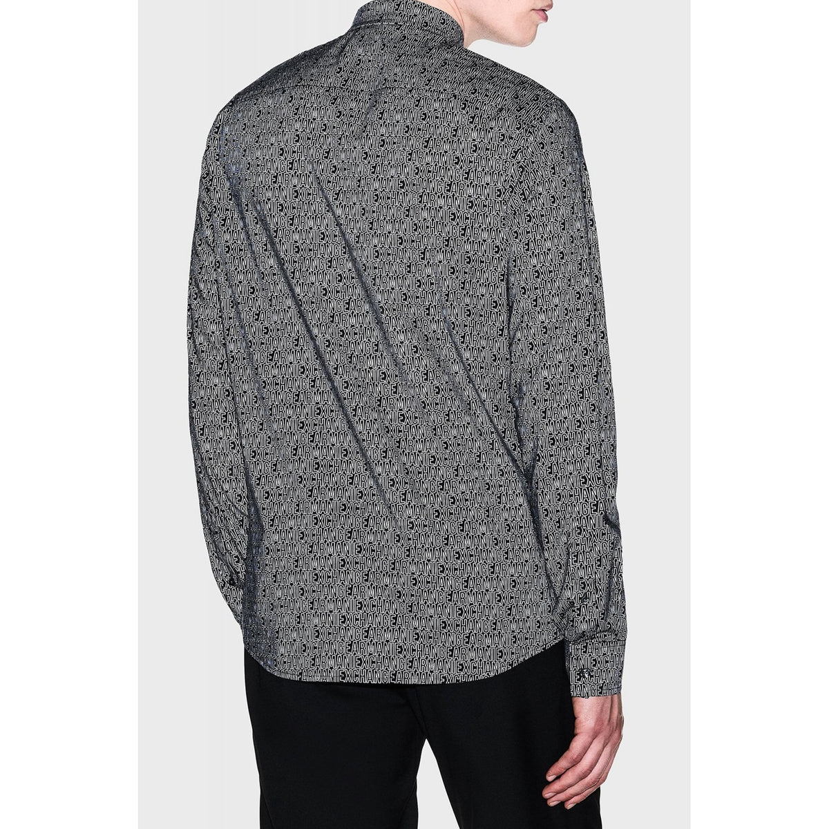 Armani Exchange | AX XM000625 AF13184 All-over Repeat Logo Print Long Sleeve Shirt - Black