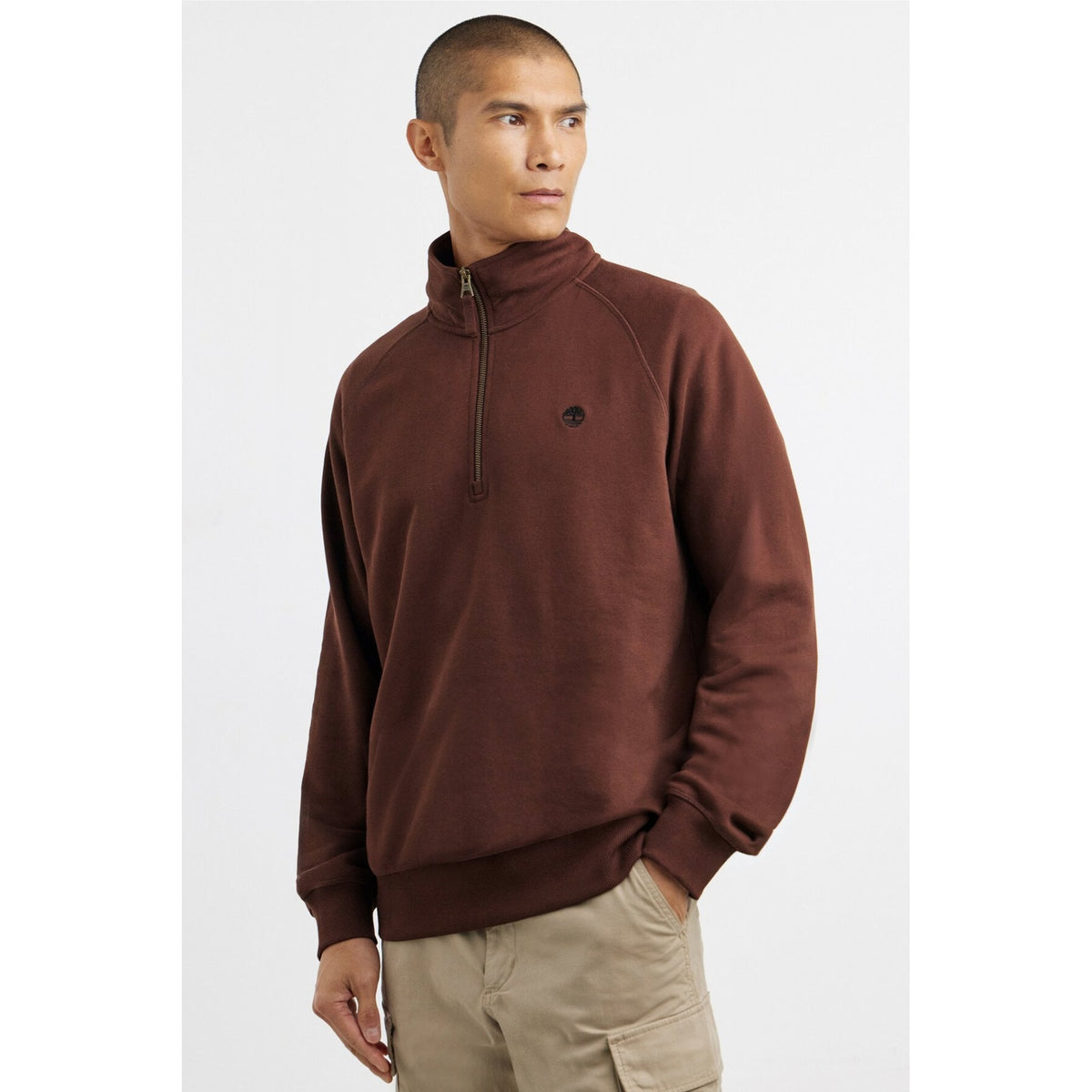 Timberland TBC0YHB9 Exeter River Embroidered Logo 1/4 Quarter Zip Sweat Top