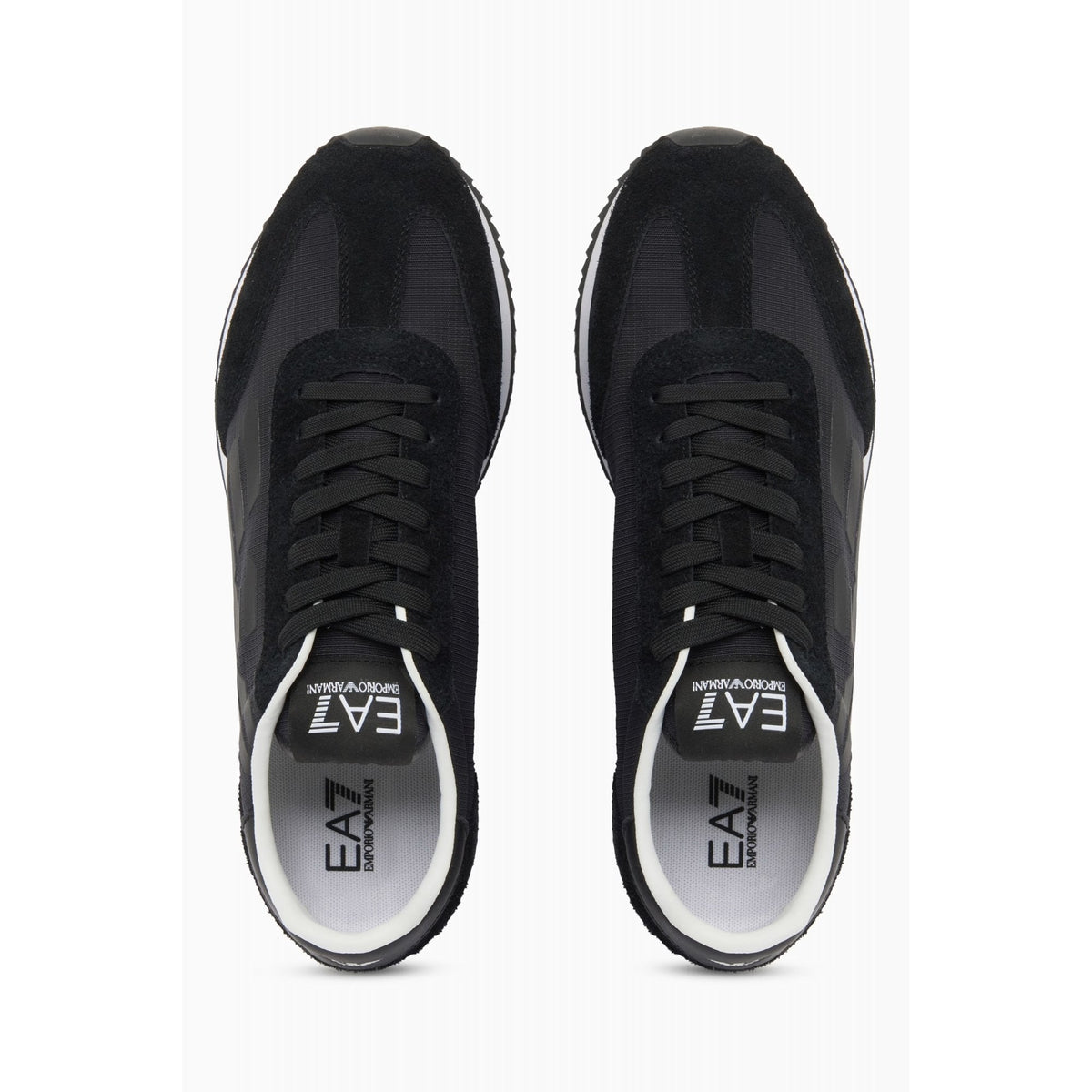 EA7 | Emporio Armani AF28085 0870 Vintage Eagle Nylon/Suede Trainers - Black/White