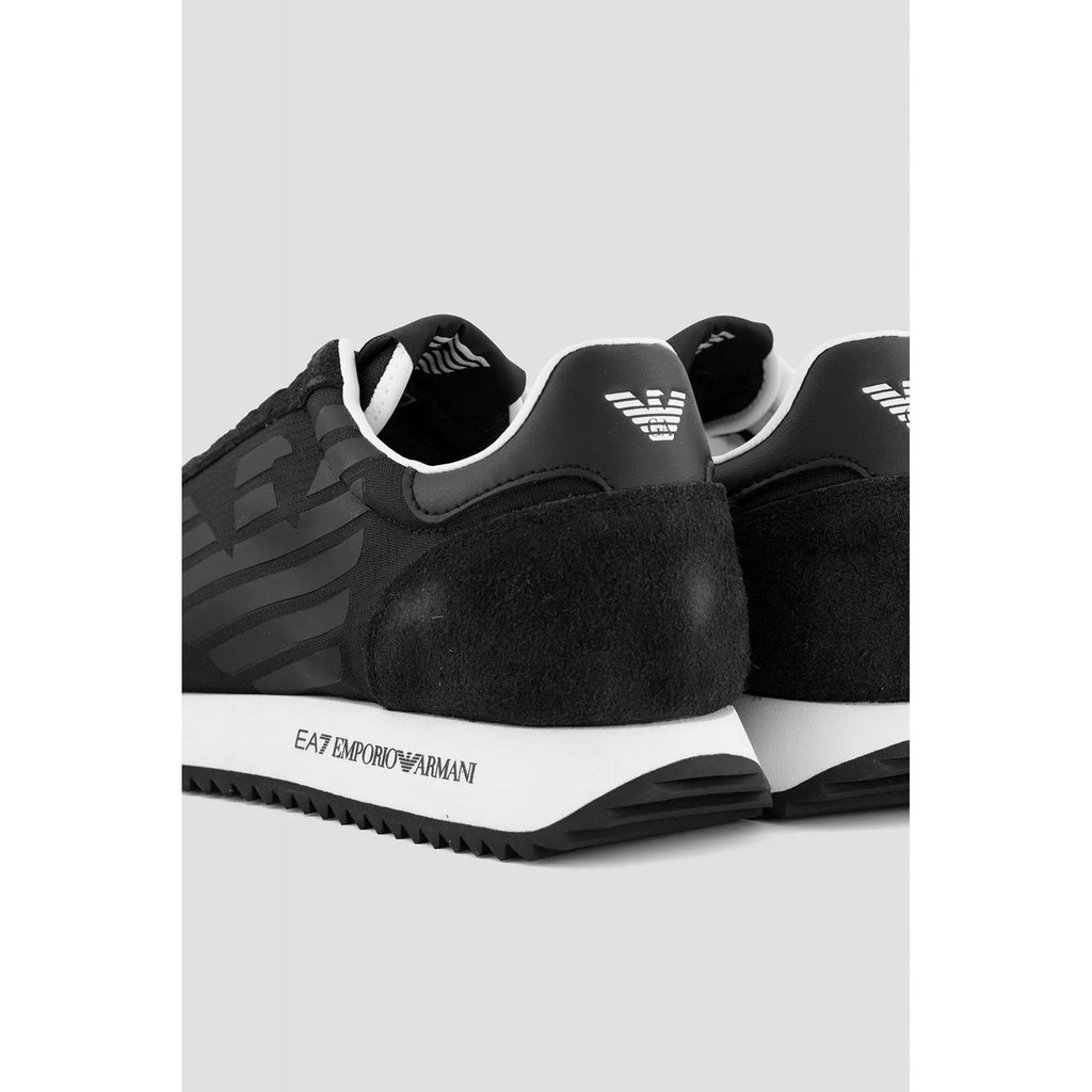 EA7 | Emporio Armani AF28085 0870 Vintage Eagle Nylon/Suede Trainers - Black/White