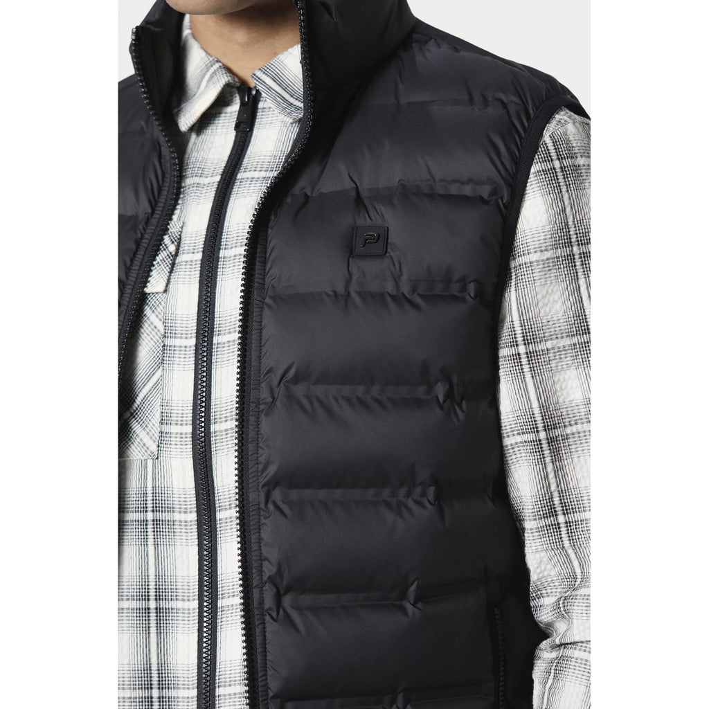 Police Setrail Lightweight Quilted Small 'P' Emblem Metal Logo Funnel Neck Sleeveless Gilet - Black