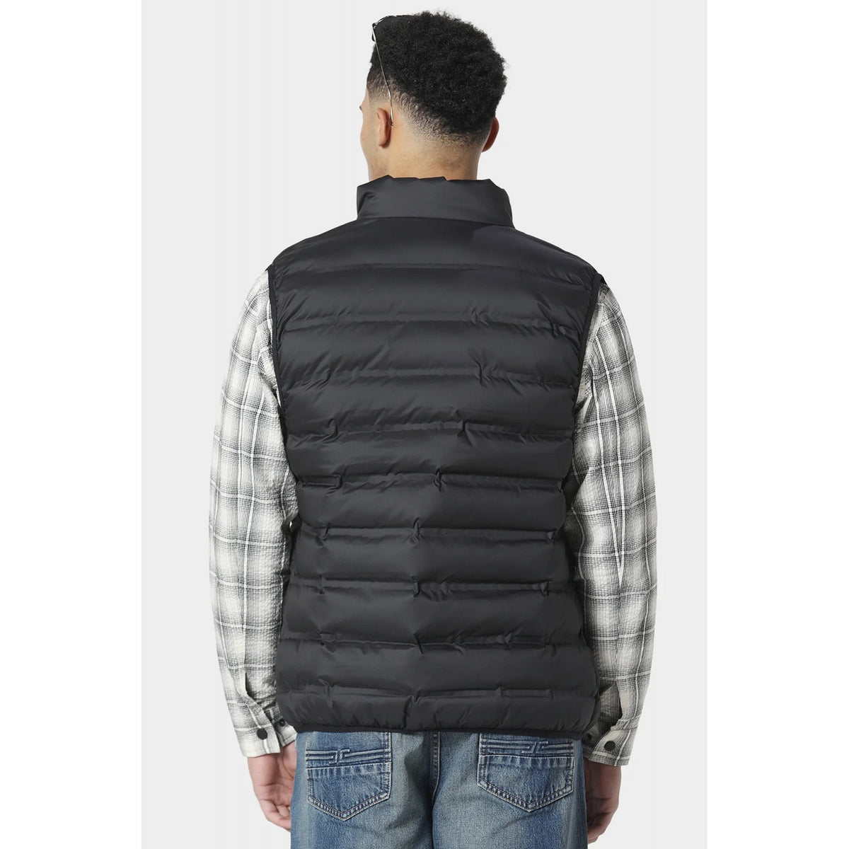 Police Setrail Lightweight Quilted Small 'P' Emblem Metal Logo Funnel Neck Sleeveless Gilet - Black