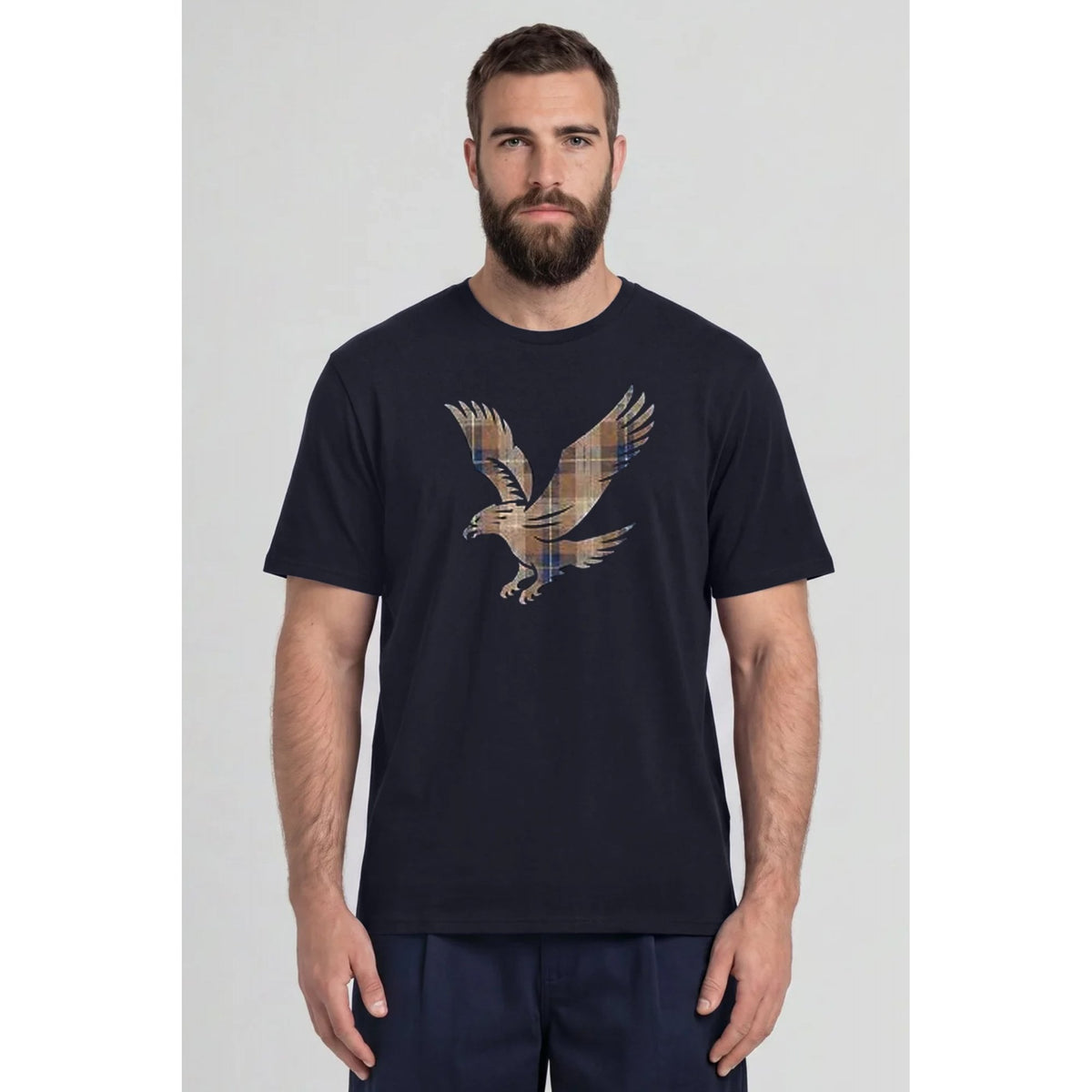 Lyle & Scott TS2570V Tartan Check Eagle Logo Crew Half Sleeve T-Shirt