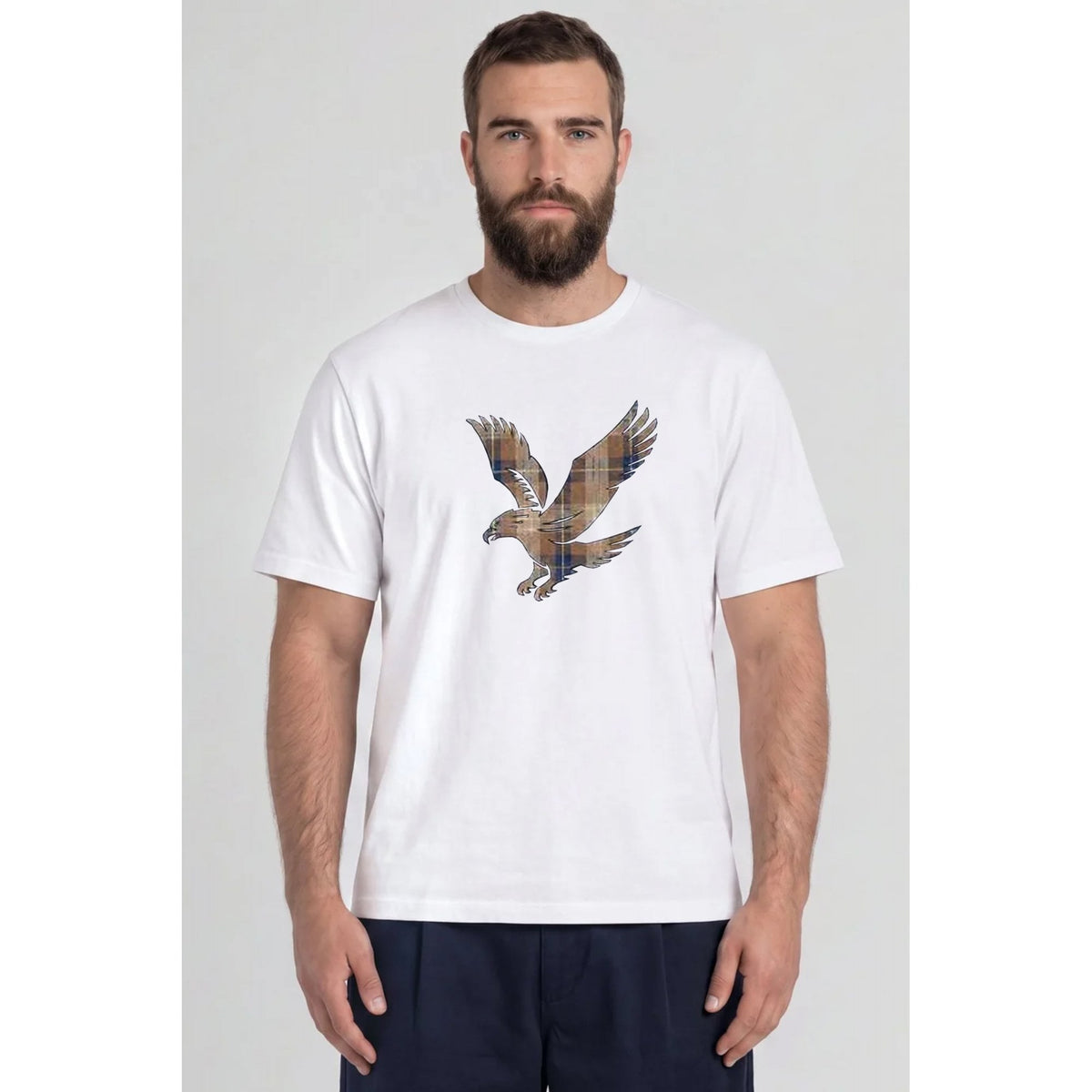 Lyle & Scott TS2570V Tartan Check Eagle Logo Crew Half Sleeve T-Shirt