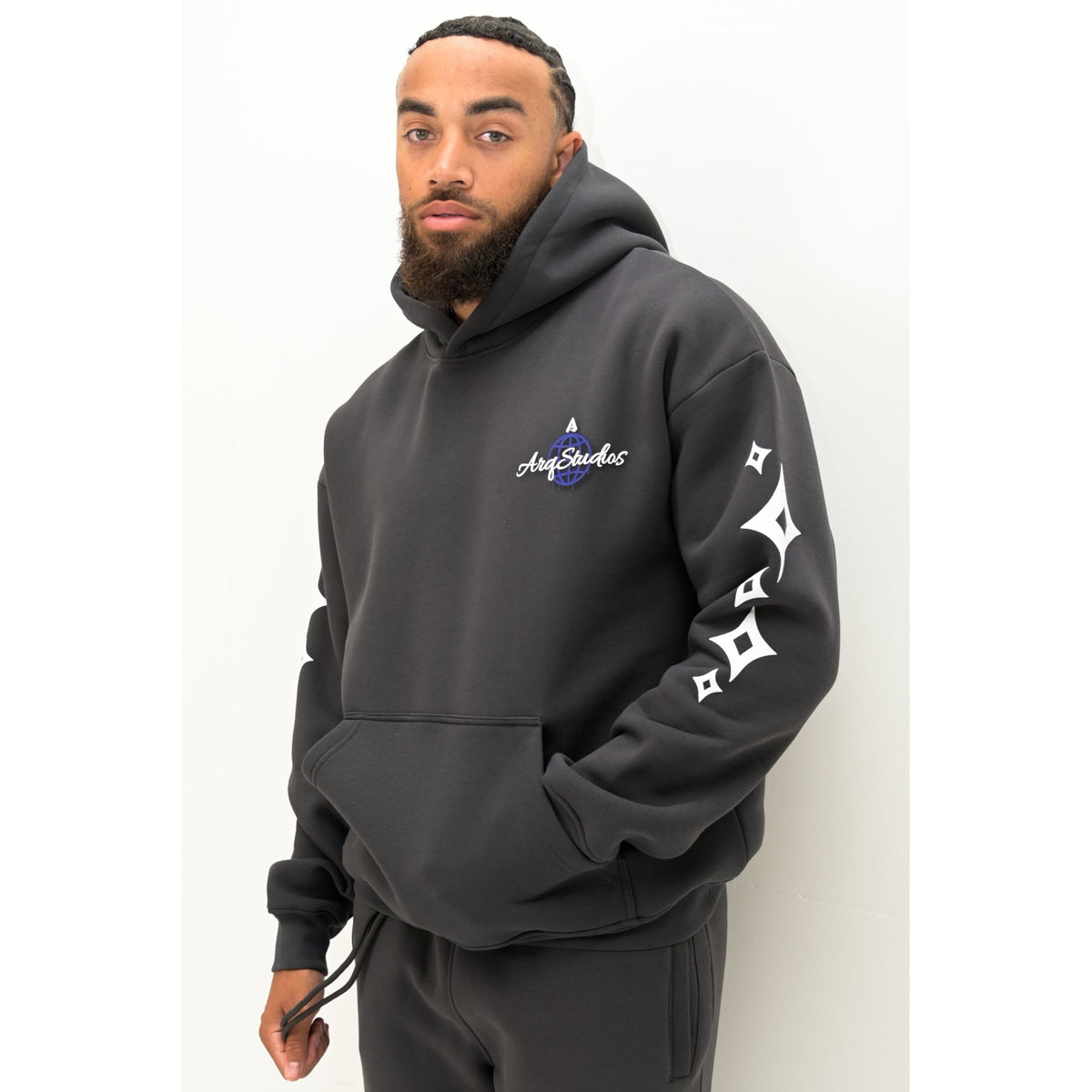 ARQ Studios | Global Street Relaxed Fit Overhead Hood Top - Dark Grey
