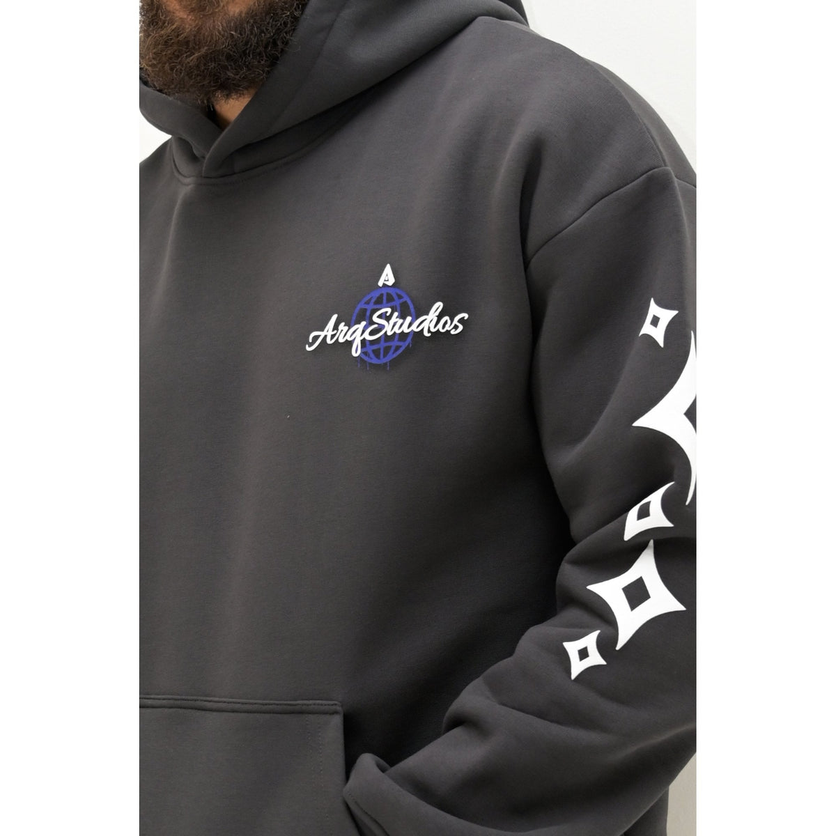 ARQ Studios | Global Street Relaxed Fit Overhead Hood Top - Dark Grey