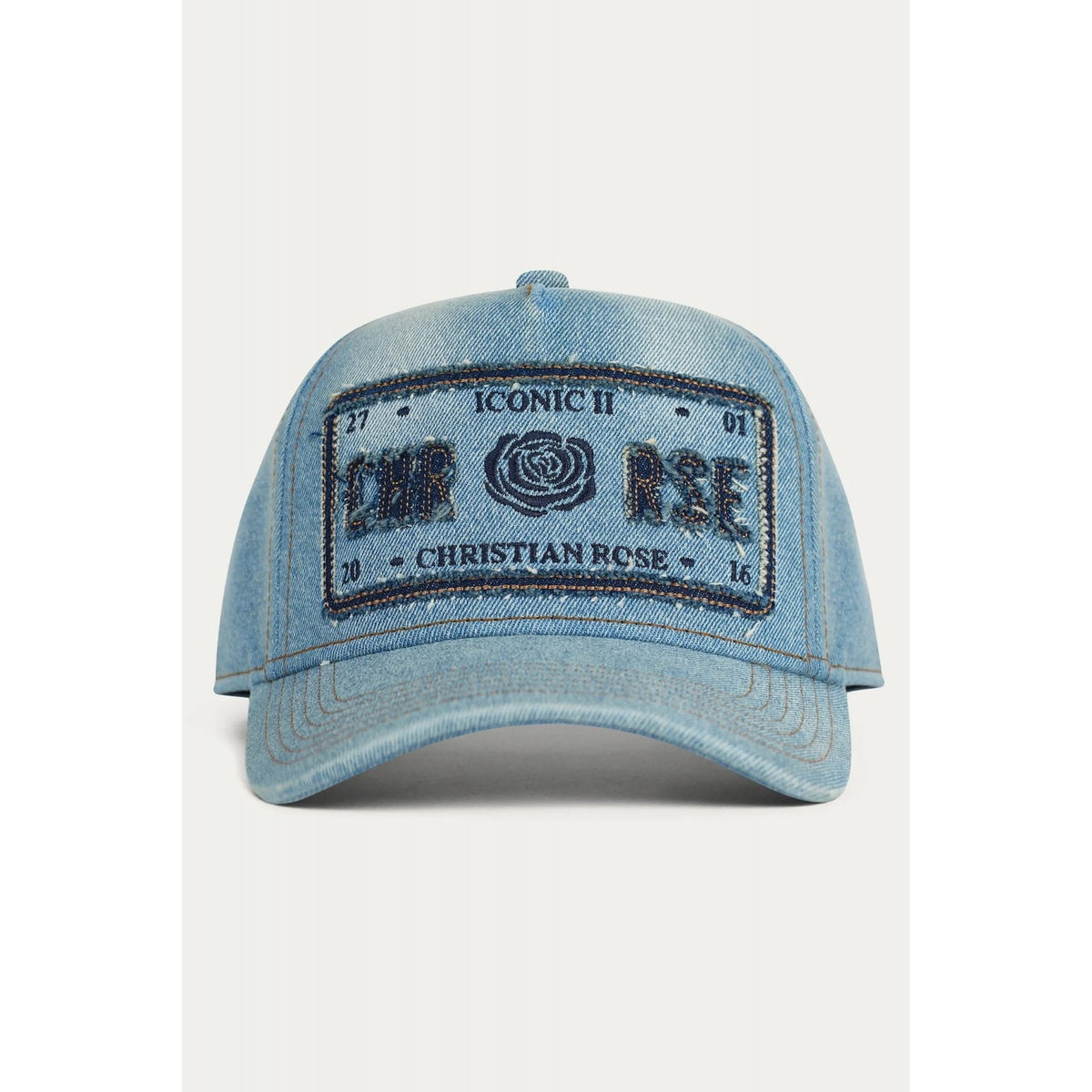 Christian Rose | CR066 Distressed Denim Iconic II Snapback Baseball Cap