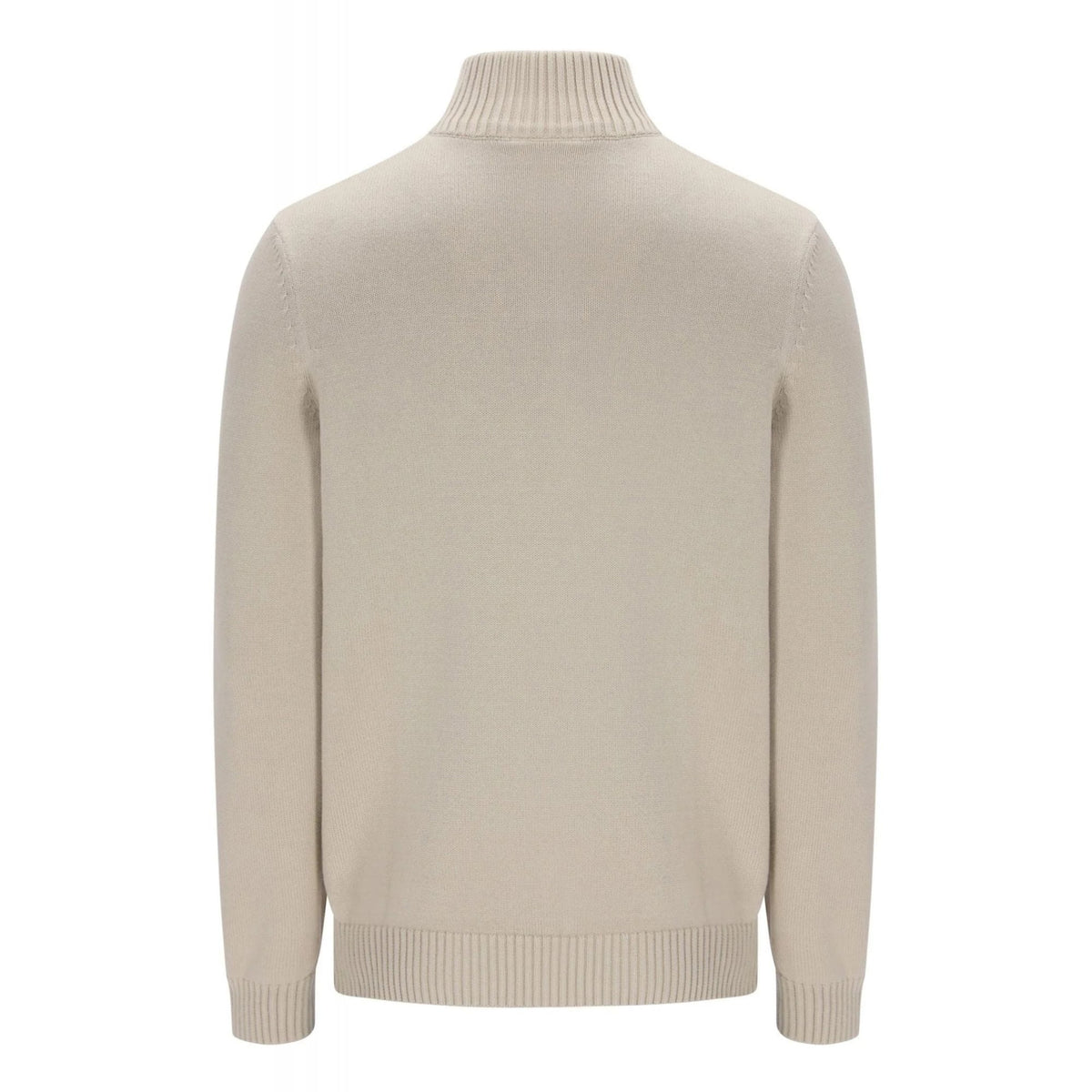 Sergio Tacchini | New Dallas 1/4 Zip 1392 Classic Contrast Double Stripe Cotton Knitted Jumper - Peyote Beige