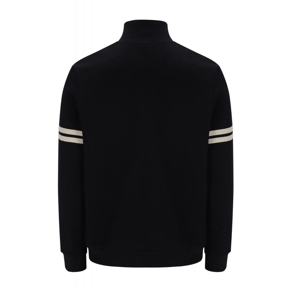 Sergio Tacchini | Orion 1/4 Zip 1347 Retro Contrast Piping Funnel Neck Sweat Top - Black