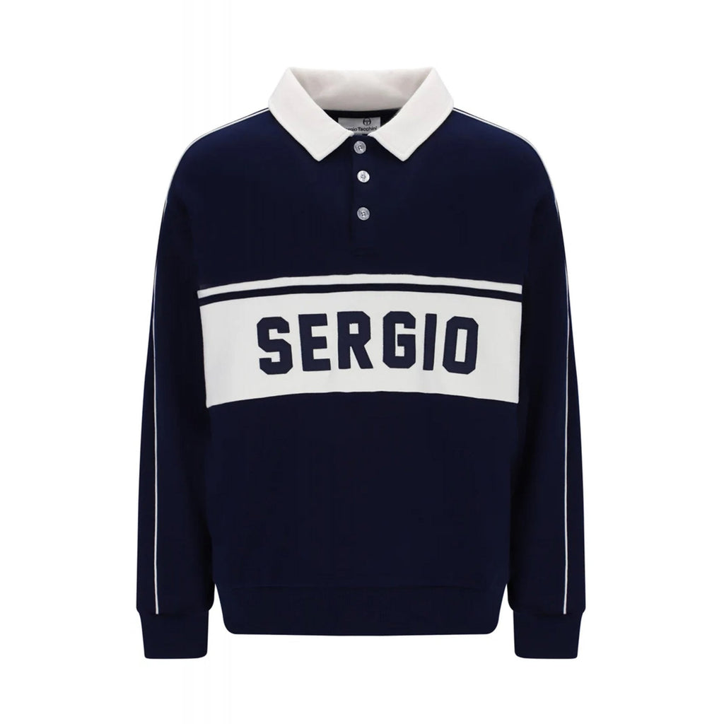 Sergio Tacchini | Vitelli 1339 Classic Rugby Contrast Long Sleeve Polo Top - Navy/Gardenia