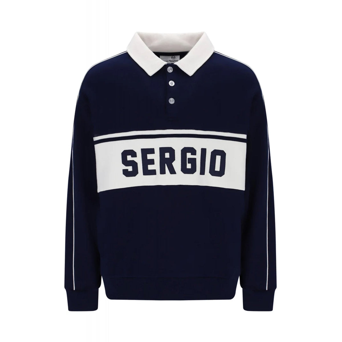Sergio Tacchini | Vitelli 1339 Classic Rugby Contrast Long Sleeve Polo Top - Navy/Gardenia