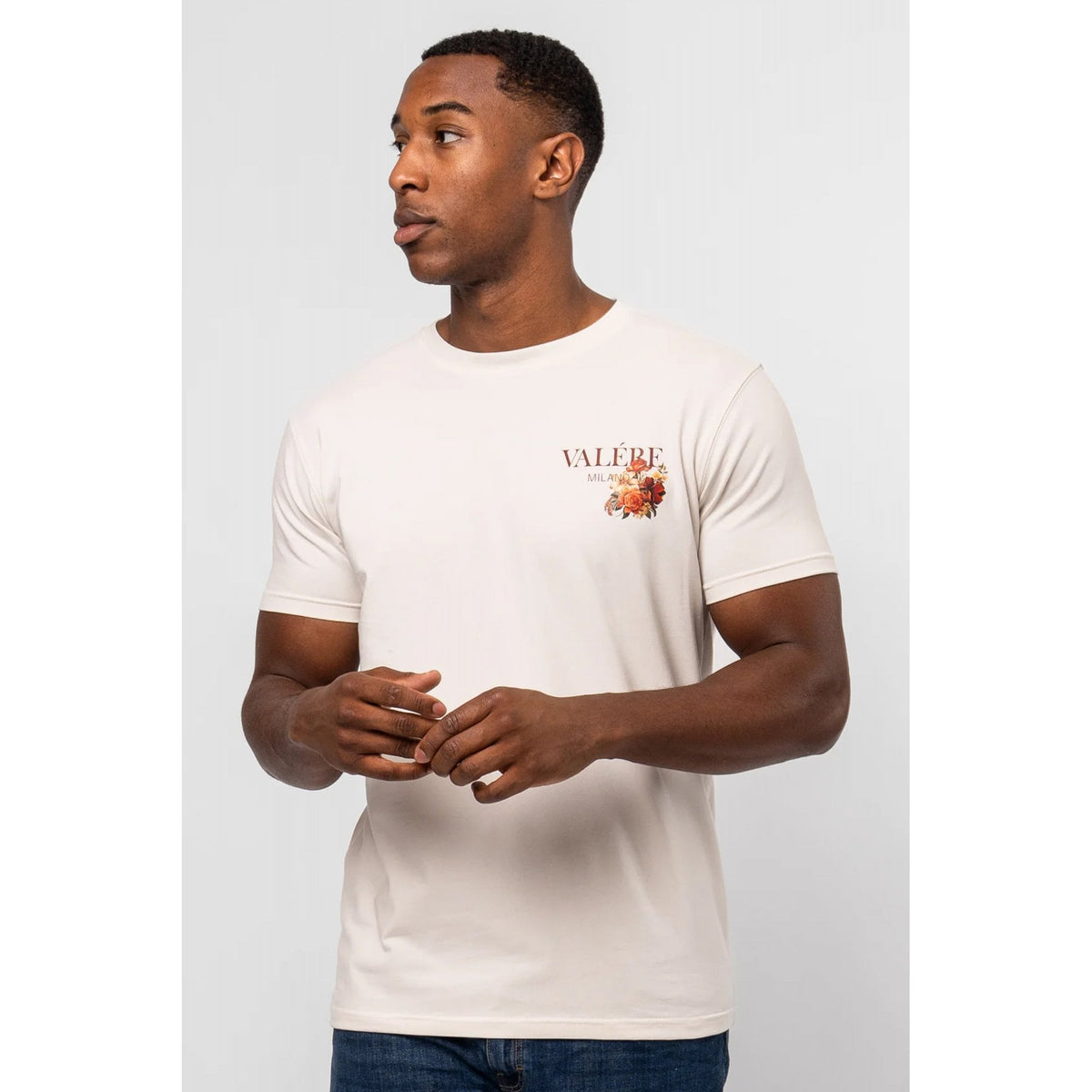 Valere Milano | Gorzano VM-348 Floral Botanical Flowers Digital Graphic Print Half Sleeve T-Shirt