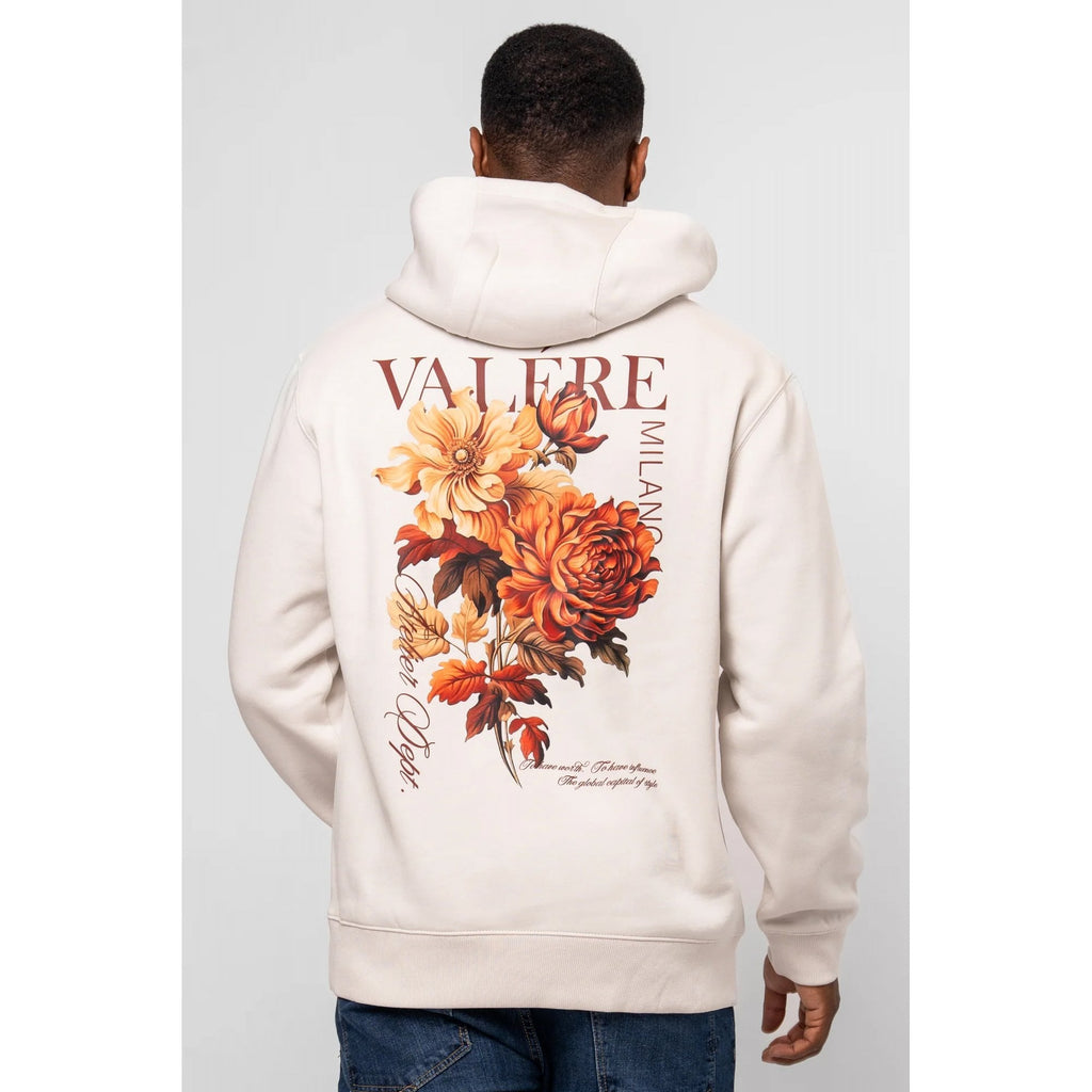 Valere Milano | Gorzano VM-349 Floral Botanical Flowers Digital Graphic Overhead Hood Top - Ecru Beige