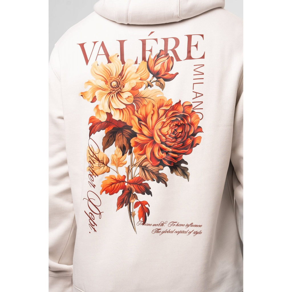 Valere Milano | Gorzano VM-349 Floral Botanical Flowers Digital Graphic Overhead Hood Top - Ecru Beige