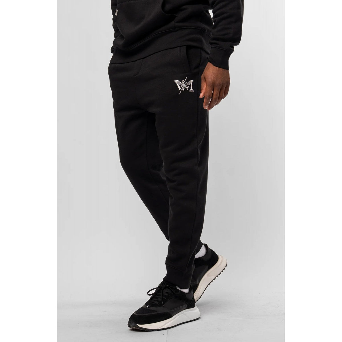 Valere Milano | Pisanino VM-352 Winged Horse Motif Print Sweat Jogger - Black