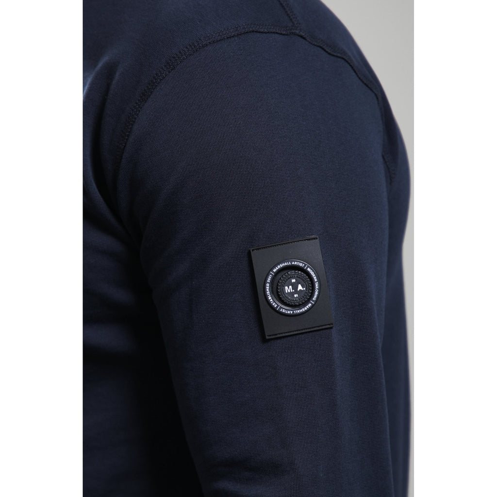 Marshall Artist | 1257 Lewisham Quarter-Zip Siren Sleeve Badge Logo Sweat Top - Navy