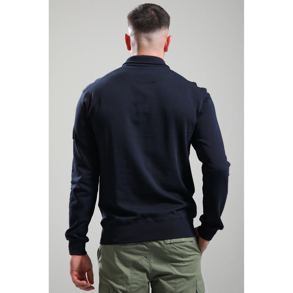 Marshall Artist | 1257 Lewisham Quarter-Zip Siren Sleeve Badge Logo Sweat Top - Navy