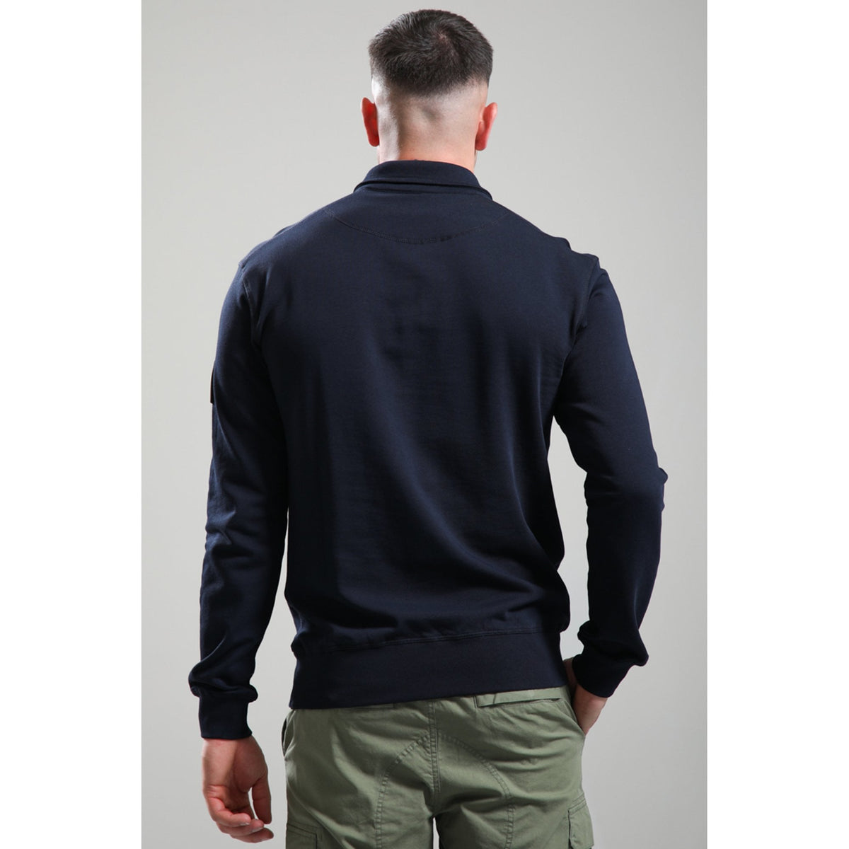Marshall Artist | 1257 Lewisham Quarter-Zip Siren Sleeve Badge Logo Sweat Top - Navy