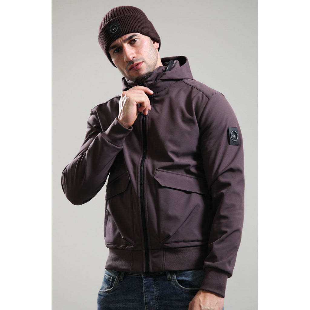 Marshall Artist | 1238 Kilburn Softshell Fleece Packable Hood Jacket - Bordeaux Plum