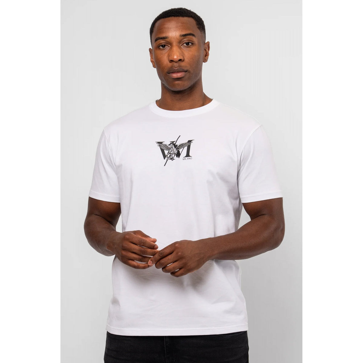 Valere Milano | Pisanino VM-350 Winged Horse Motif Print Half Sleeve T-Shirt