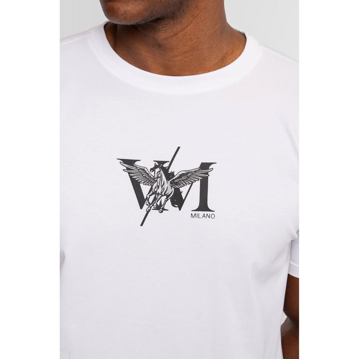 Valere Milano | Pisanino VM-350 Winged Horse Motif Print Half Sleeve T-Shirt