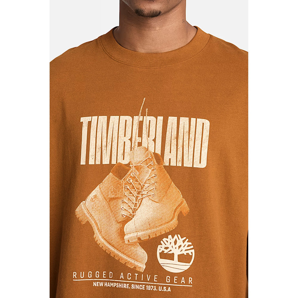 Timberland TBC0YHAJ Rugged Boot Graphic Print Logo Relaxed Fit Half Sleeve T-Shirt
