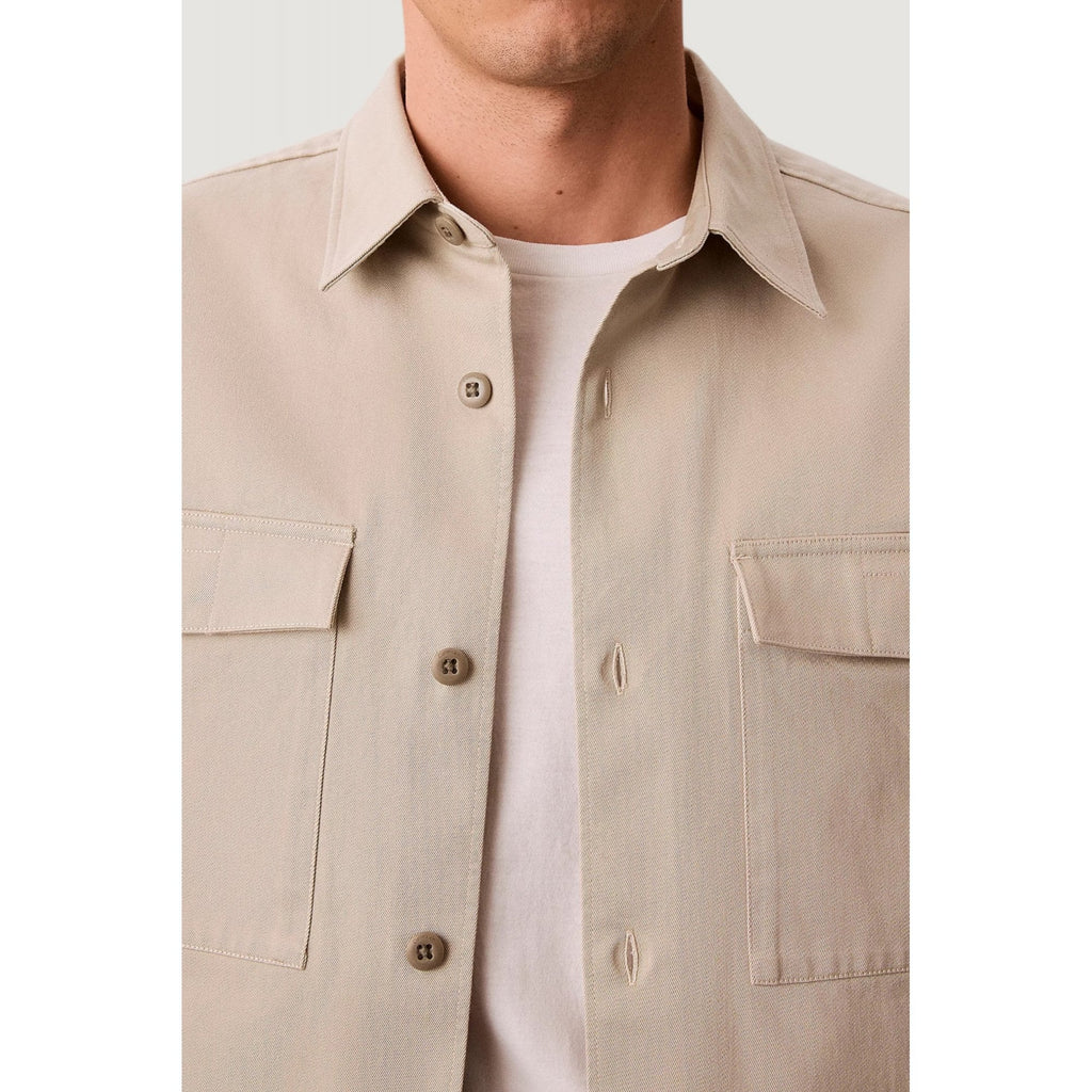 Calvin Klein Jeans | LV04RG121G Classic Collar Cotton Jersey Buttoned Overshirt Jacket - Beige