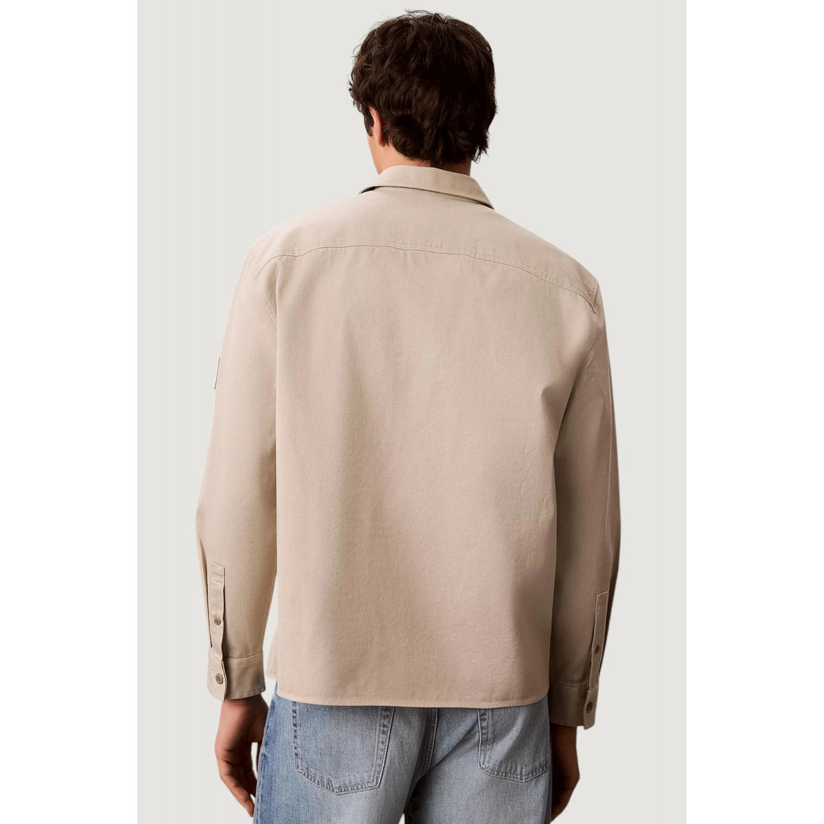 Calvin Klein Jeans | LV04RG121G Classic Collar Cotton Jersey Buttoned Overshirt Jacket - Beige