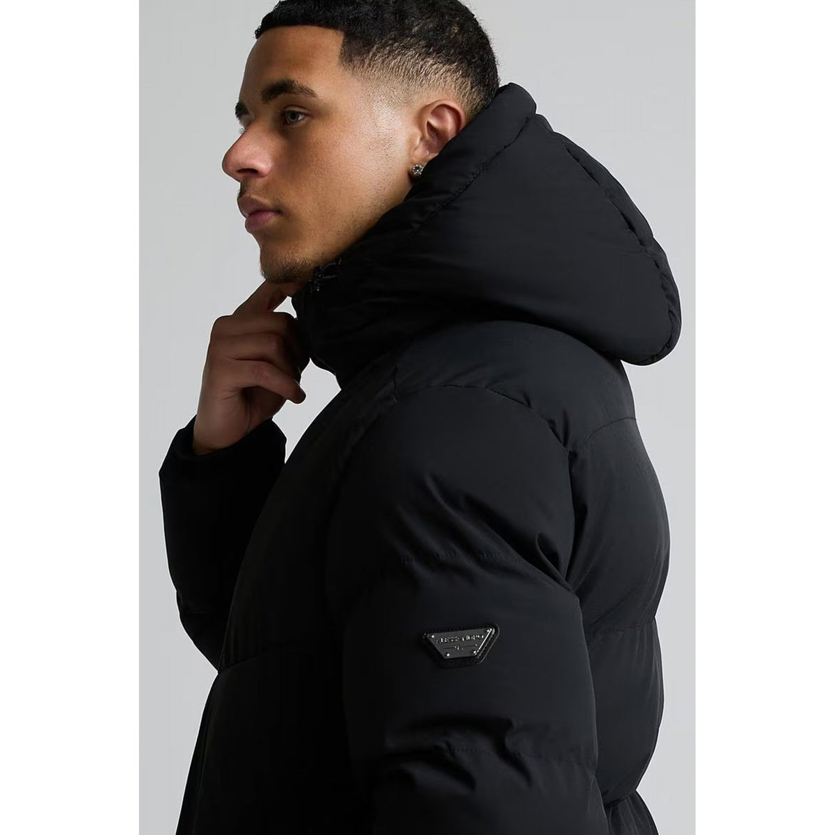 Alessandro Zavetti | AZ Formello 2401 Mid-Length Puffer Parka Padded Hood Jacket - Black