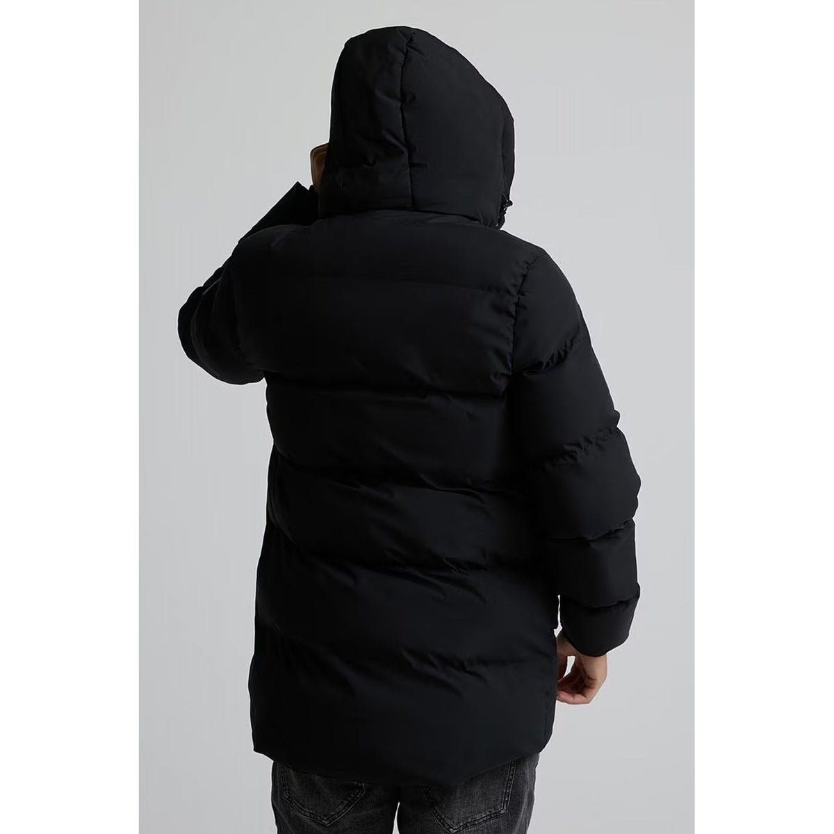 Alessandro Zavetti | AZ Formello 2401 Mid-Length Puffer Parka Padded Hood Jacket - Black