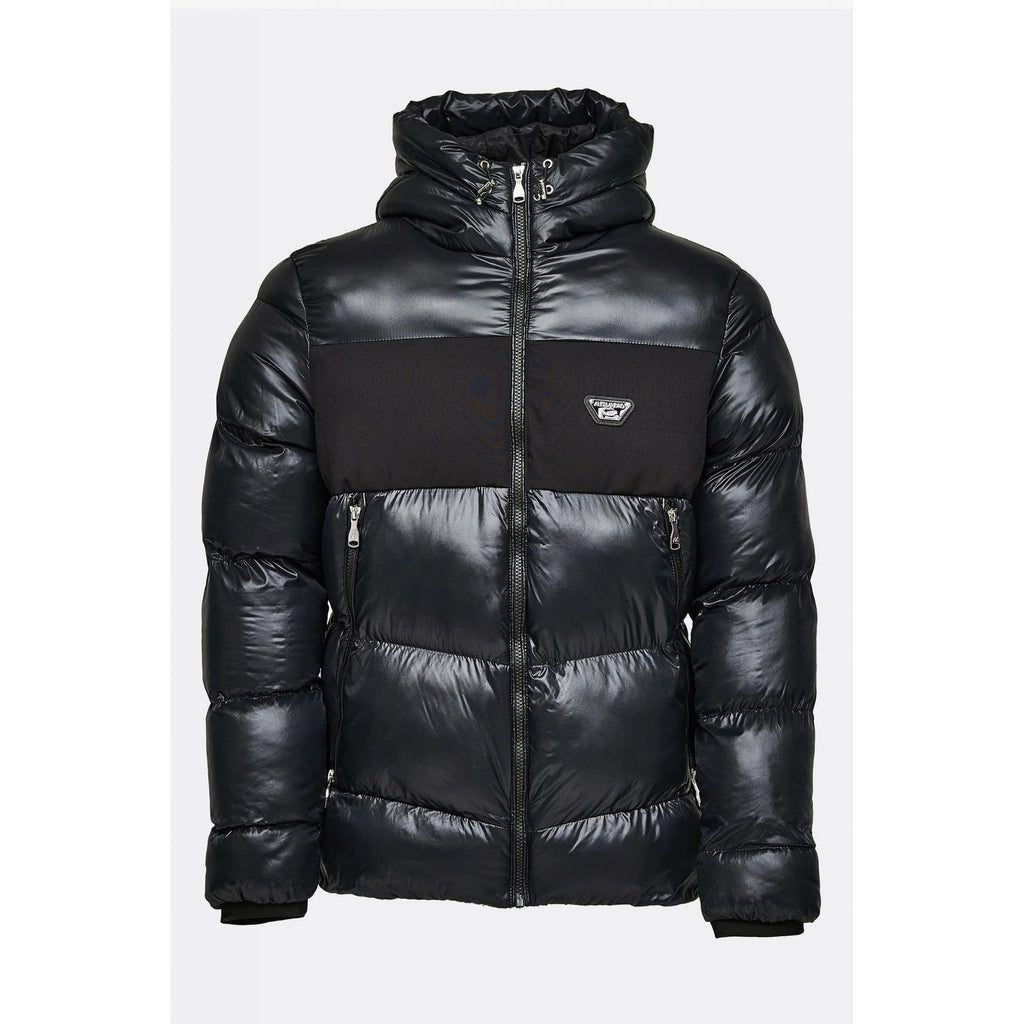 Alessandro Zavetti | AZ Catrio 2.0 Short Shiny Quilted Puffer Hood Jacket - Black