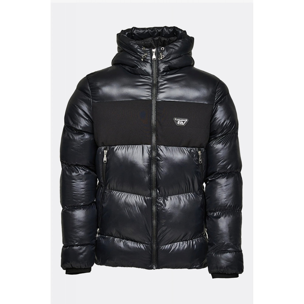 Alessandro Zavetti | AZ Catrio 2.0 Short Shiny Quilted Puffer Hood Jacket - Black