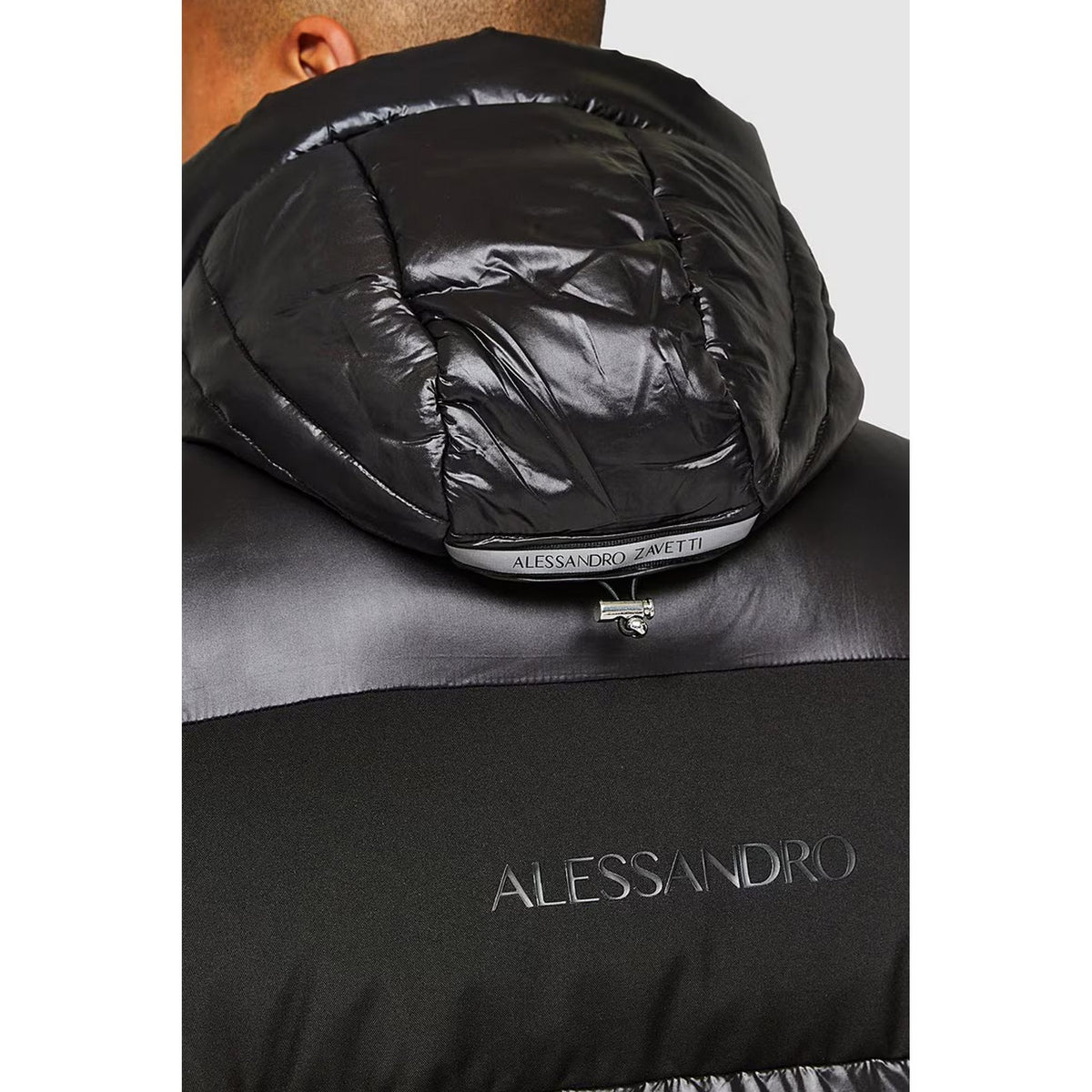 Alessandro Zavetti | AZ Catrio 2.0 Short Shiny Quilted Puffer Hood Jacket - Black