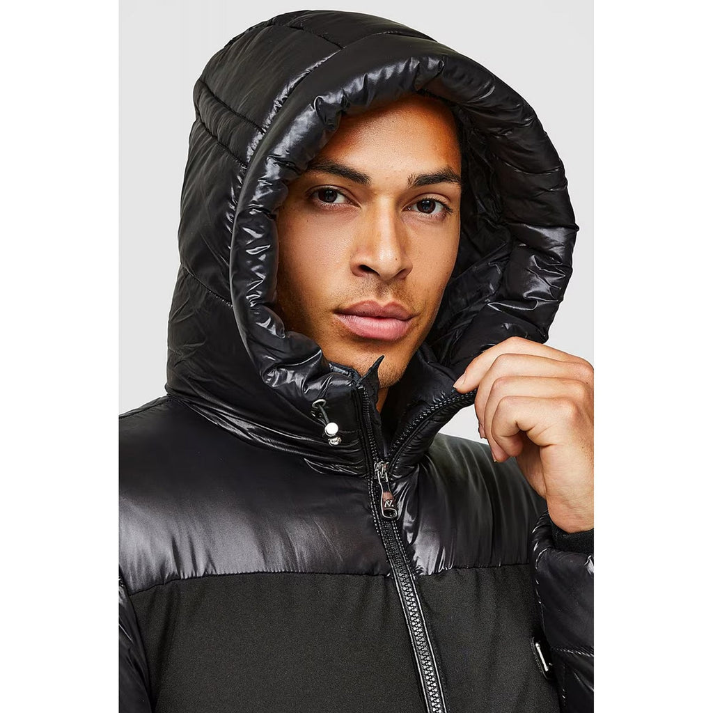 Alessandro Zavetti | AZ Catrio 2.0 Short Shiny Quilted Puffer Hood Jacket - Black