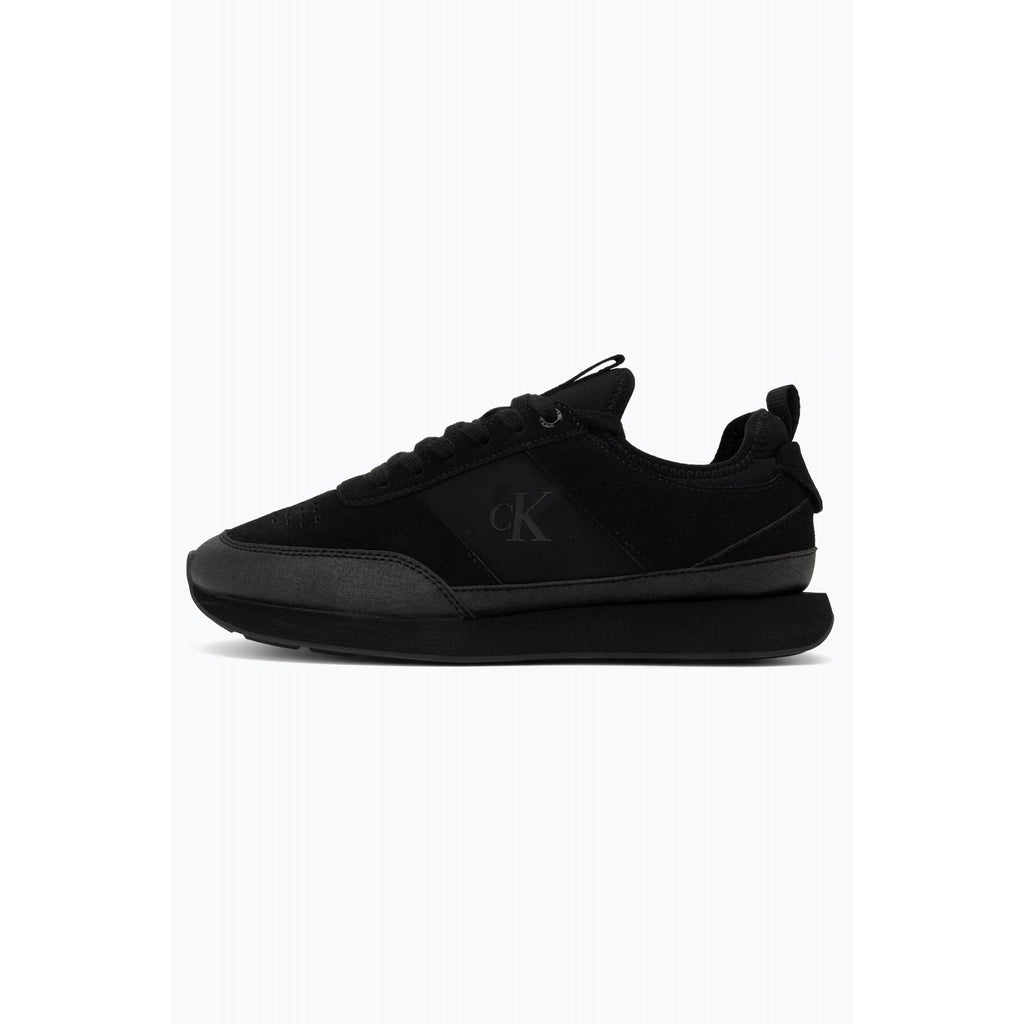Calvin Klein Jeans | HM0HM02305 Retro Runner Lace-up Suede Leather Combo Trainers - Black/Black