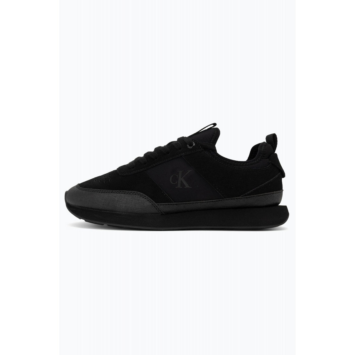 Calvin Klein Jeans | HM0HM02305 Retro Runner Lace-up Suede Leather Combo Trainers - Black/Black