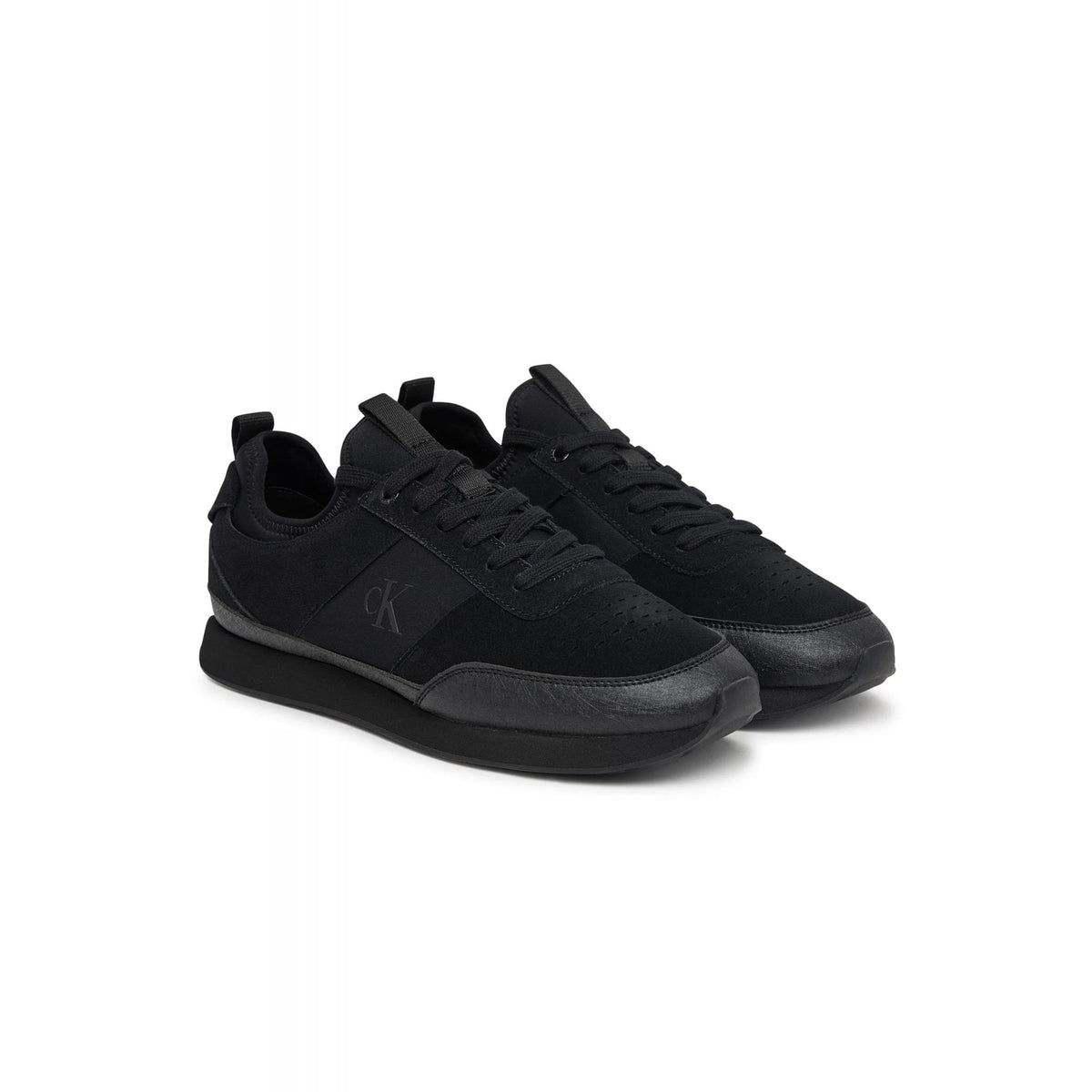 Calvin Klein Jeans | HM0HM02305 Retro Runner Lace-up Suede Leather Combo Trainers - Black/Black