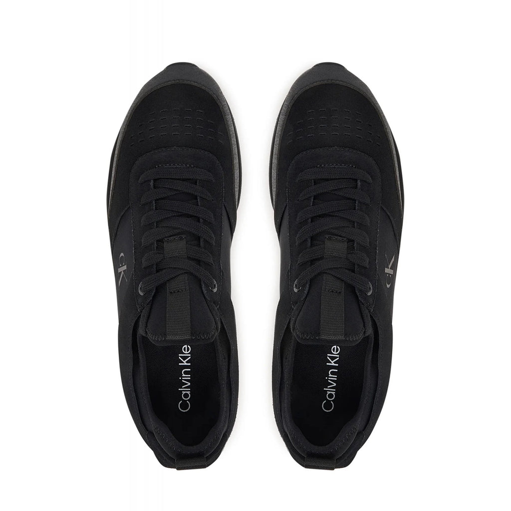 Calvin Klein Jeans | HM0HM02305 Retro Runner Lace-up Suede Leather Combo Trainers - Black/Black
