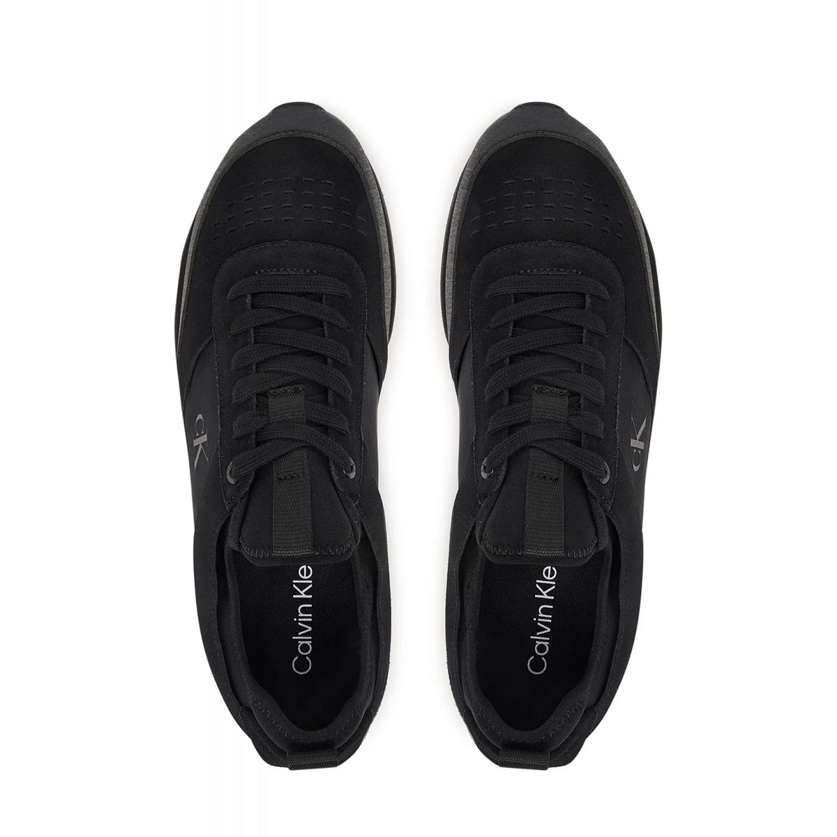 Calvin Klein Jeans | HM0HM02305 Retro Runner Lace-up Suede Leather Combo Trainers - Black/Black