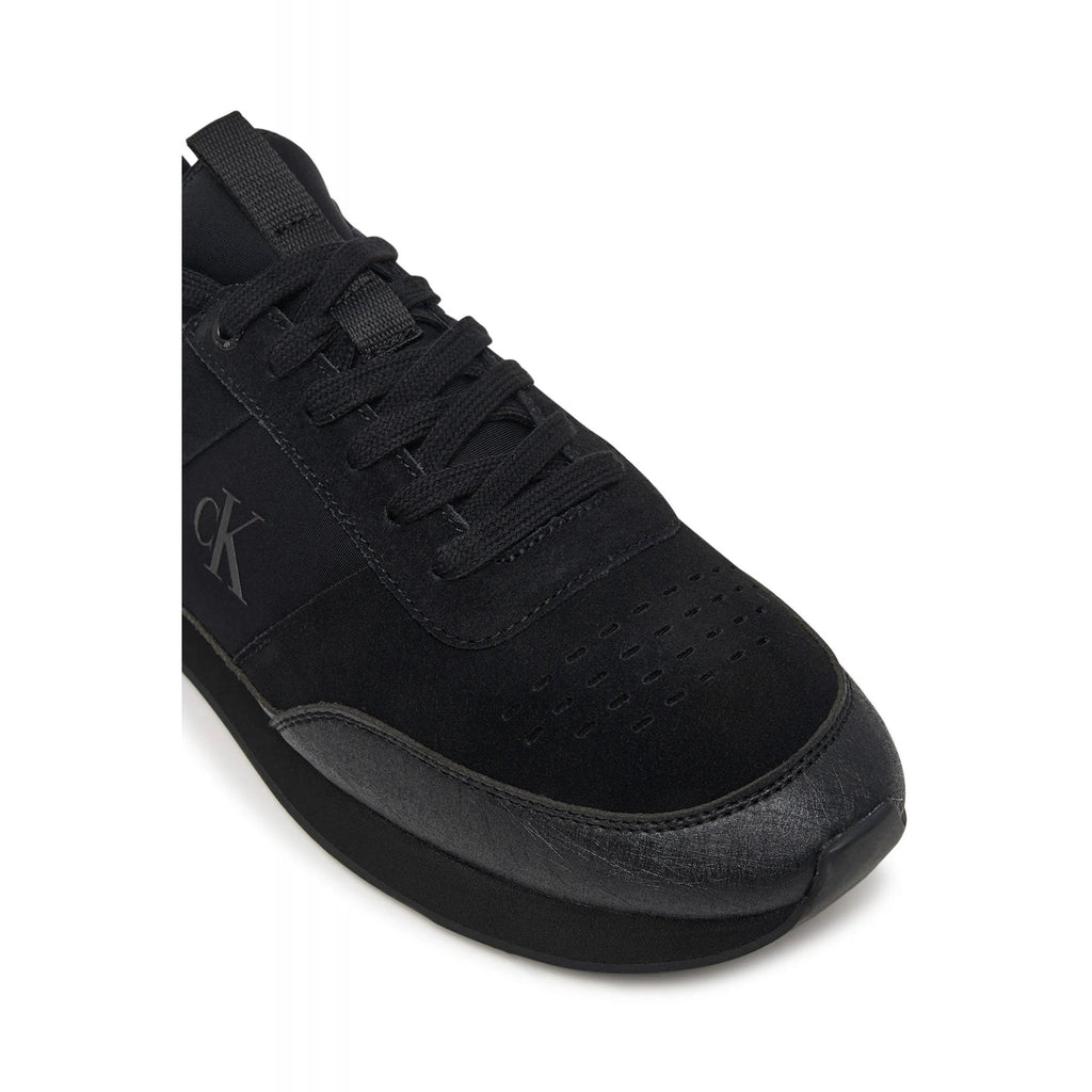 Calvin Klein Jeans | HM0HM02305 Retro Runner Lace-up Suede Leather Combo Trainers - Black/Black