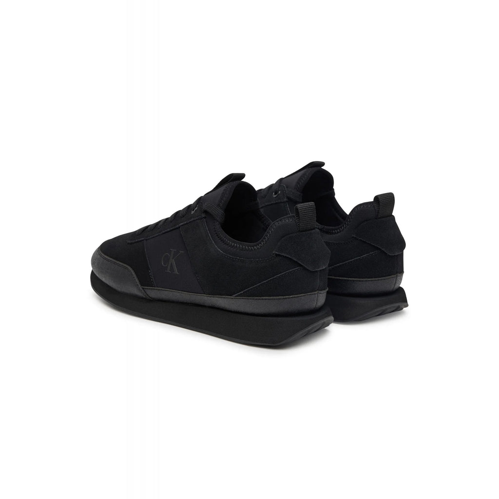 Calvin Klein Jeans | HM0HM02305 Retro Runner Lace-up Suede Leather Combo Trainers - Black/Black