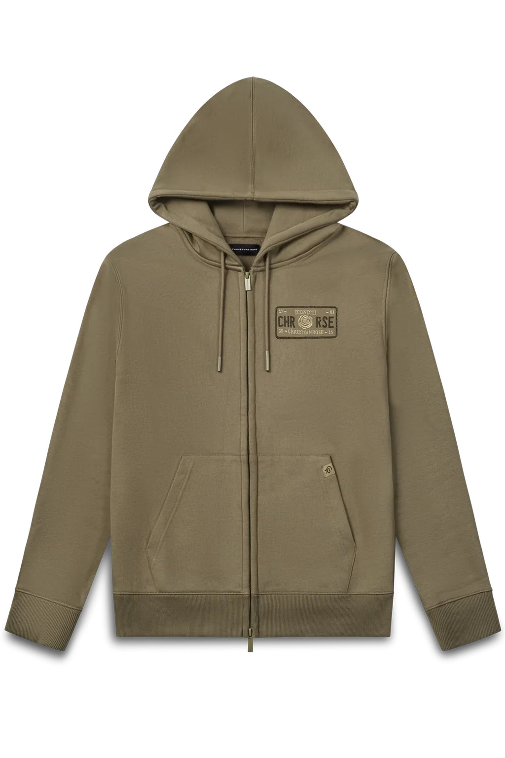 Christian Rose | 001-0 Iconic II Crystal Rhinestone Design Zip Through Hood Top