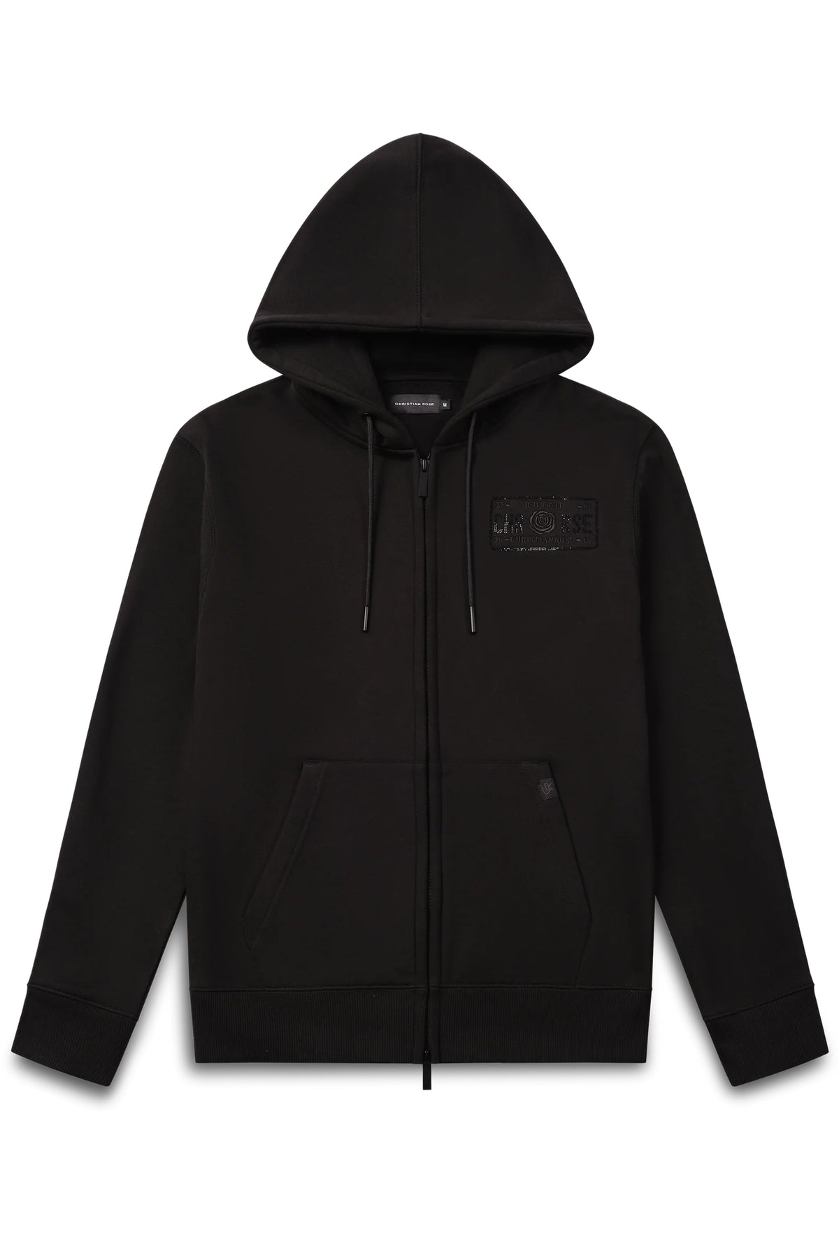 Christian Rose | 001-0 Iconic II Crystal Rhinestone Design Zip Through Hood Top