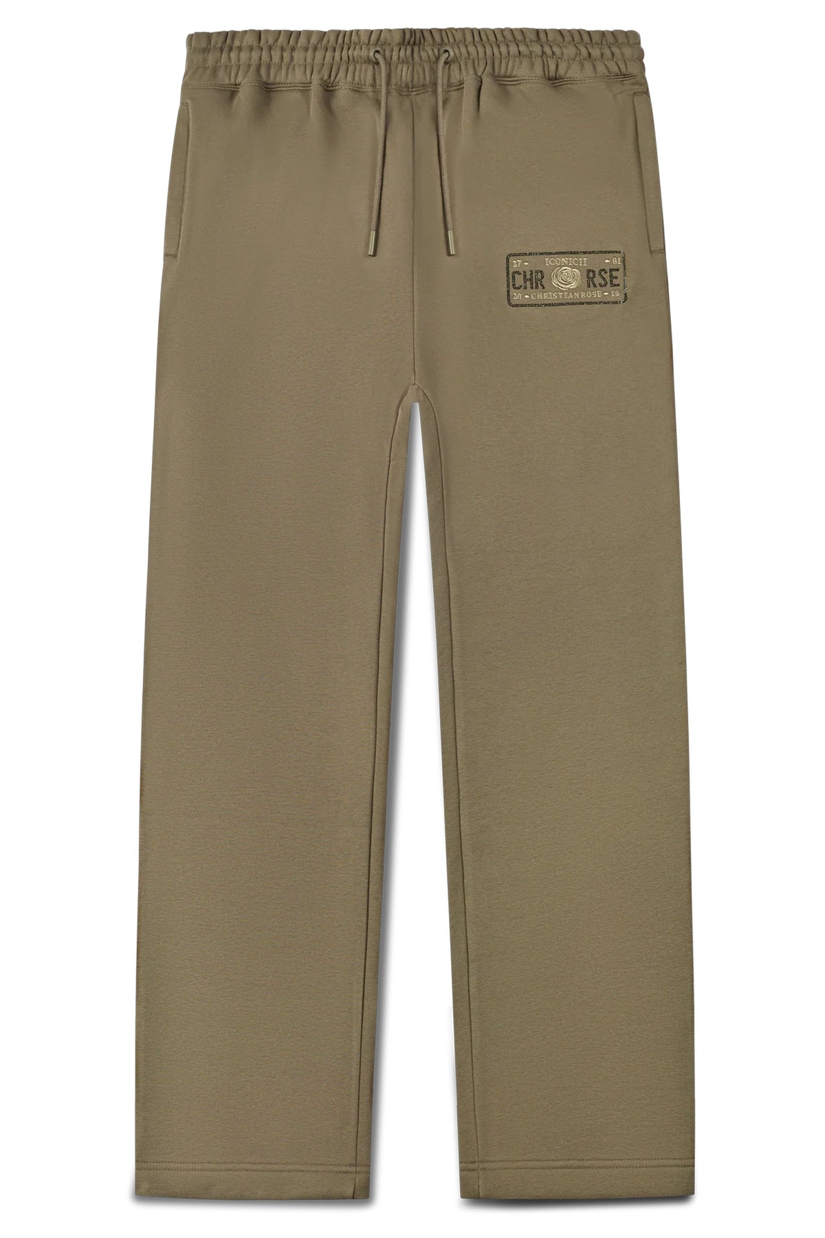 Christian Rose | 002-O Iconic II Crystal Rhinestone Design Relaxed Straight-Leg Jogger