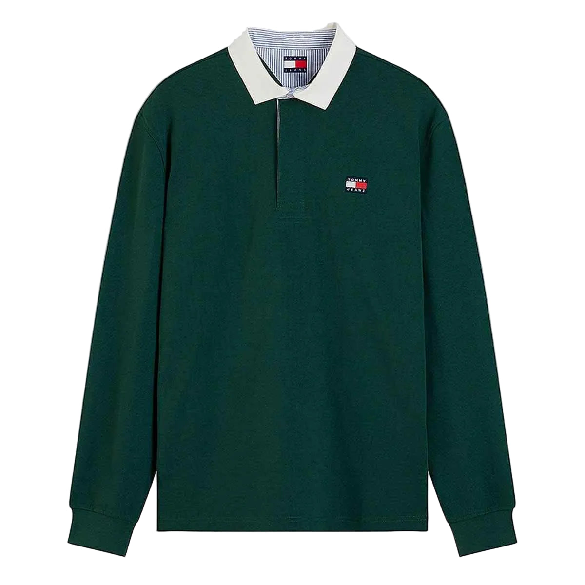 Tommy Jeans | DM23070 Rugby Style Heavy Cotton Jersey Piqué Long Sleeve Polo Top