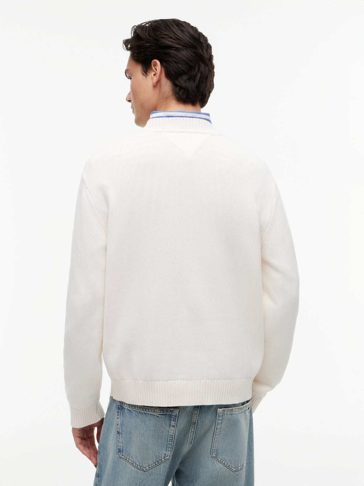 Tommy Jeans | DM23413 Reg Flag Ancient Knitted Crew Relaxed Fit Sweater Jumper - Ecru